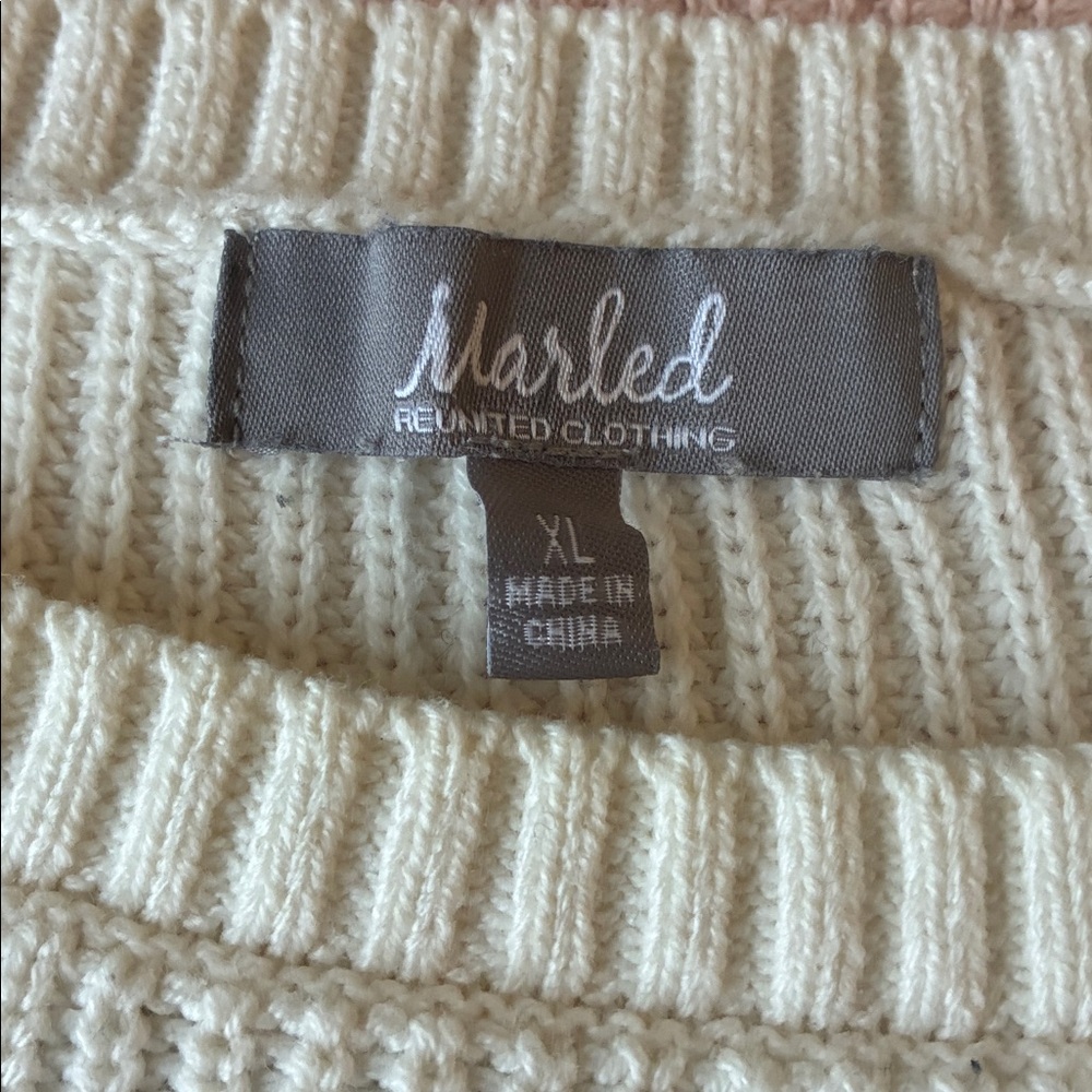 Marbled Cream Ribbed Knit Sweater - Picture 8 of 15